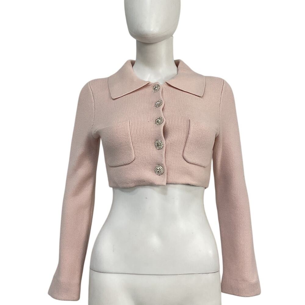Majorelle Cropped Light Pink Solveig Cardigan Size Xs View 2